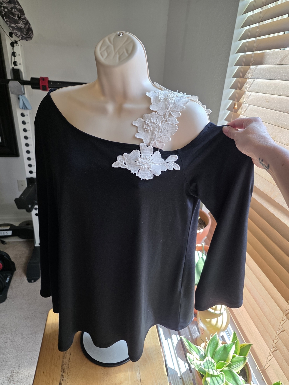 Alfani Off-Shoulder Top with Floral Appliqué